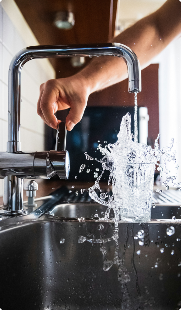 Water running from a tap